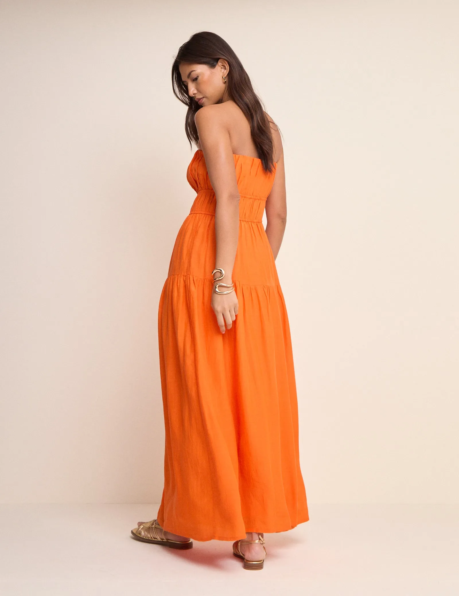 Orange Tiered Bandeau Tabitha Maxi Dress sold by Nobody's Child product image thumbnail 5