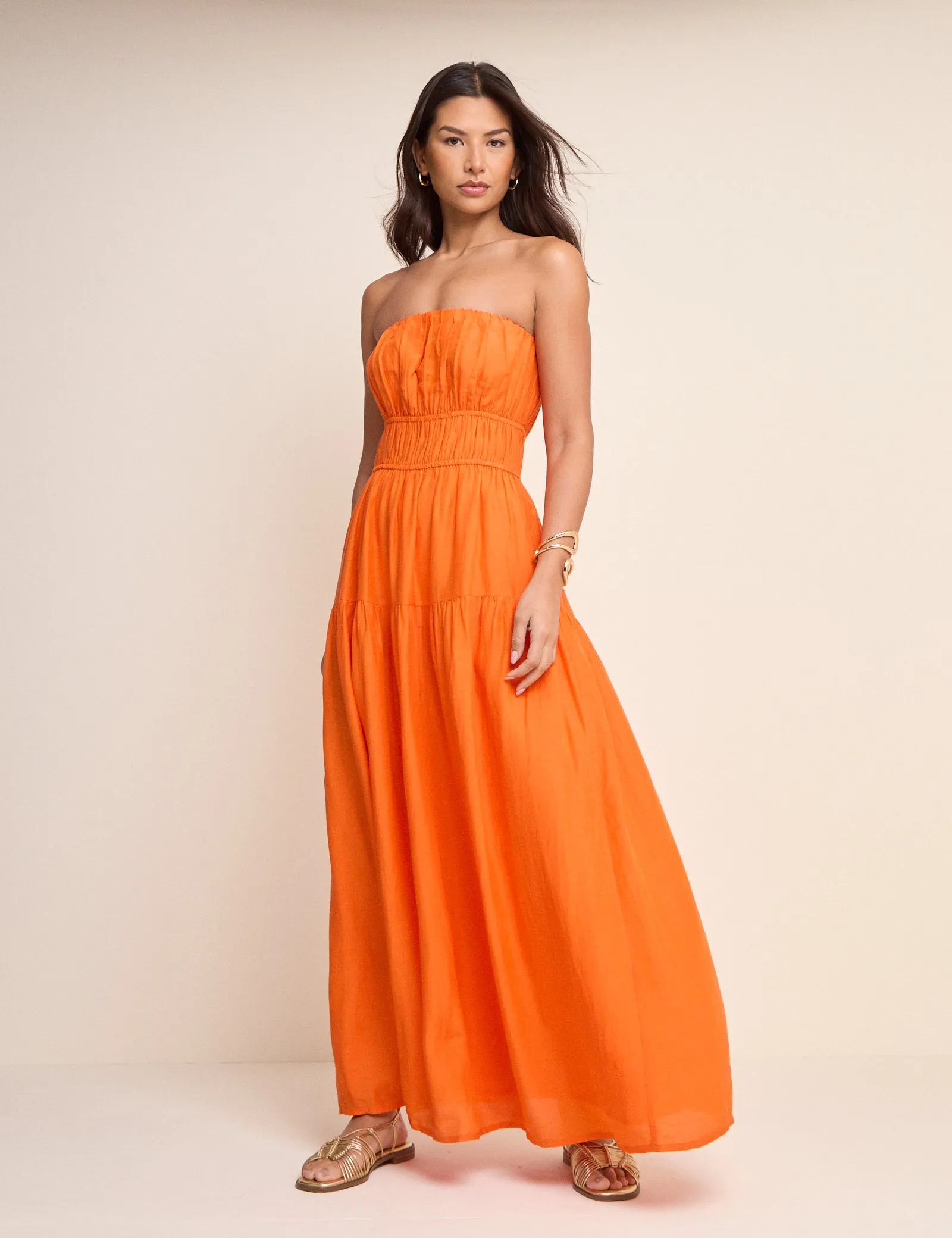 Orange Tiered Bandeau Tabitha Maxi Dress sold by Nobody's Child product image thumbnail 4