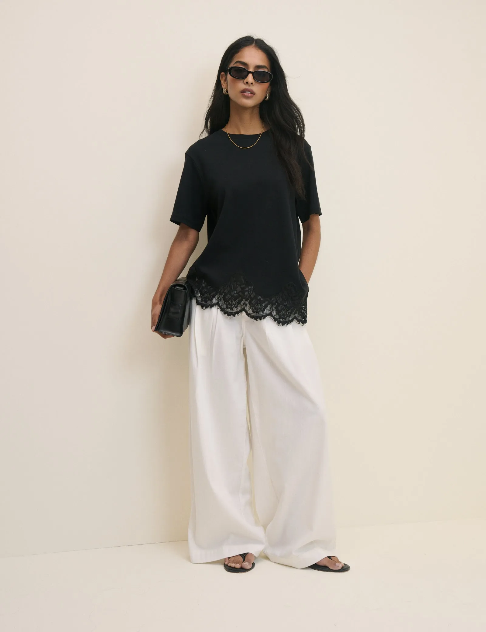 Black Asymmetric Lace Hem Top sold by Nobody's Child product image thumbnail 2