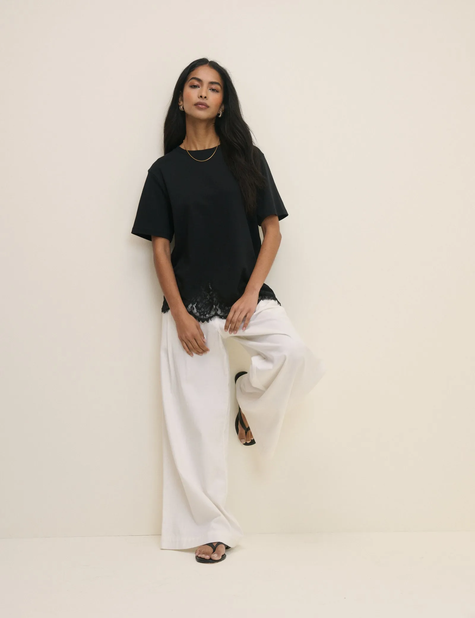Black Asymmetric Lace Hem Top sold by Nobody's Child product image thumbnail 4