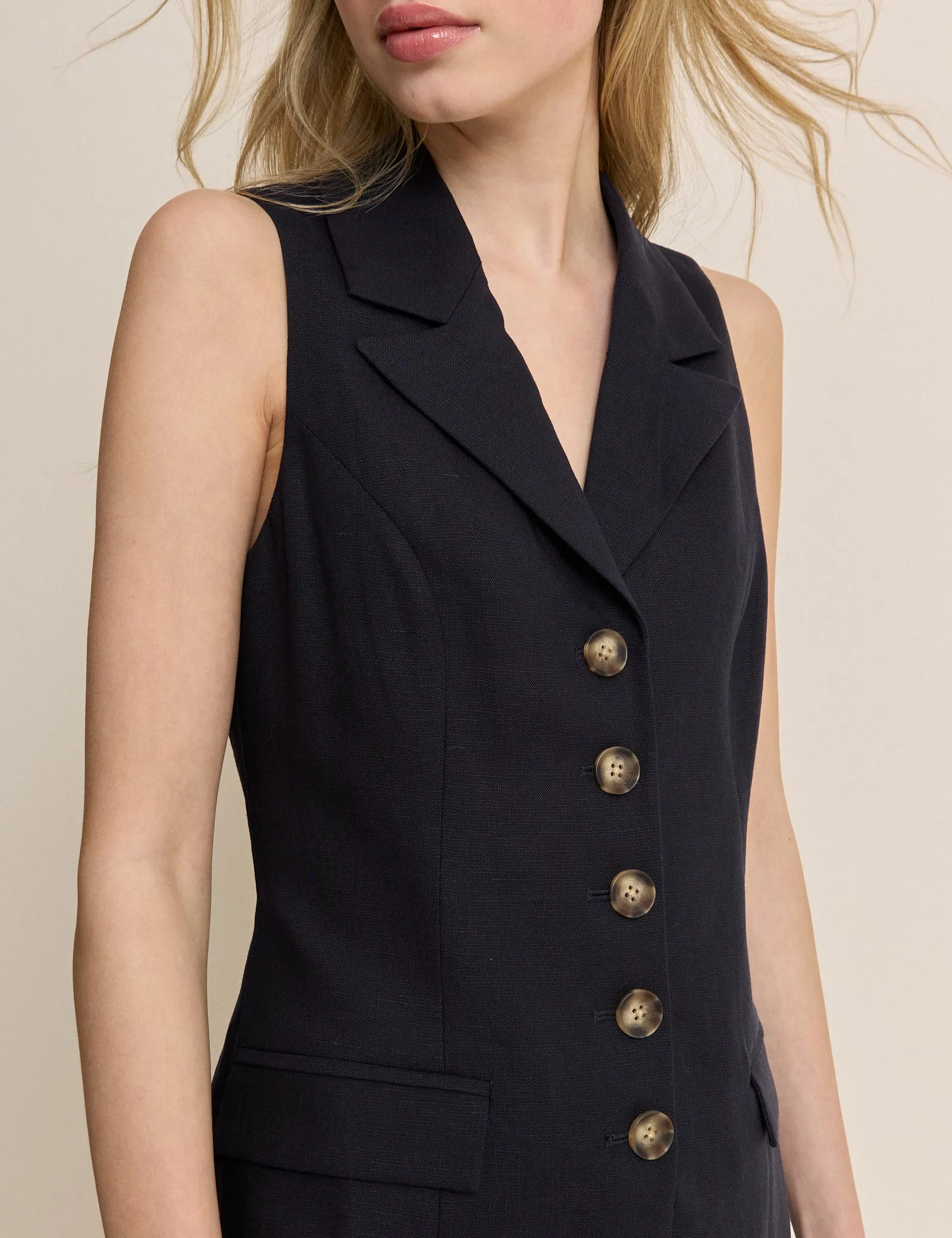 Navy V-Neck Tailored Playsuit sold by Nobody's Child product image thumbnail 2