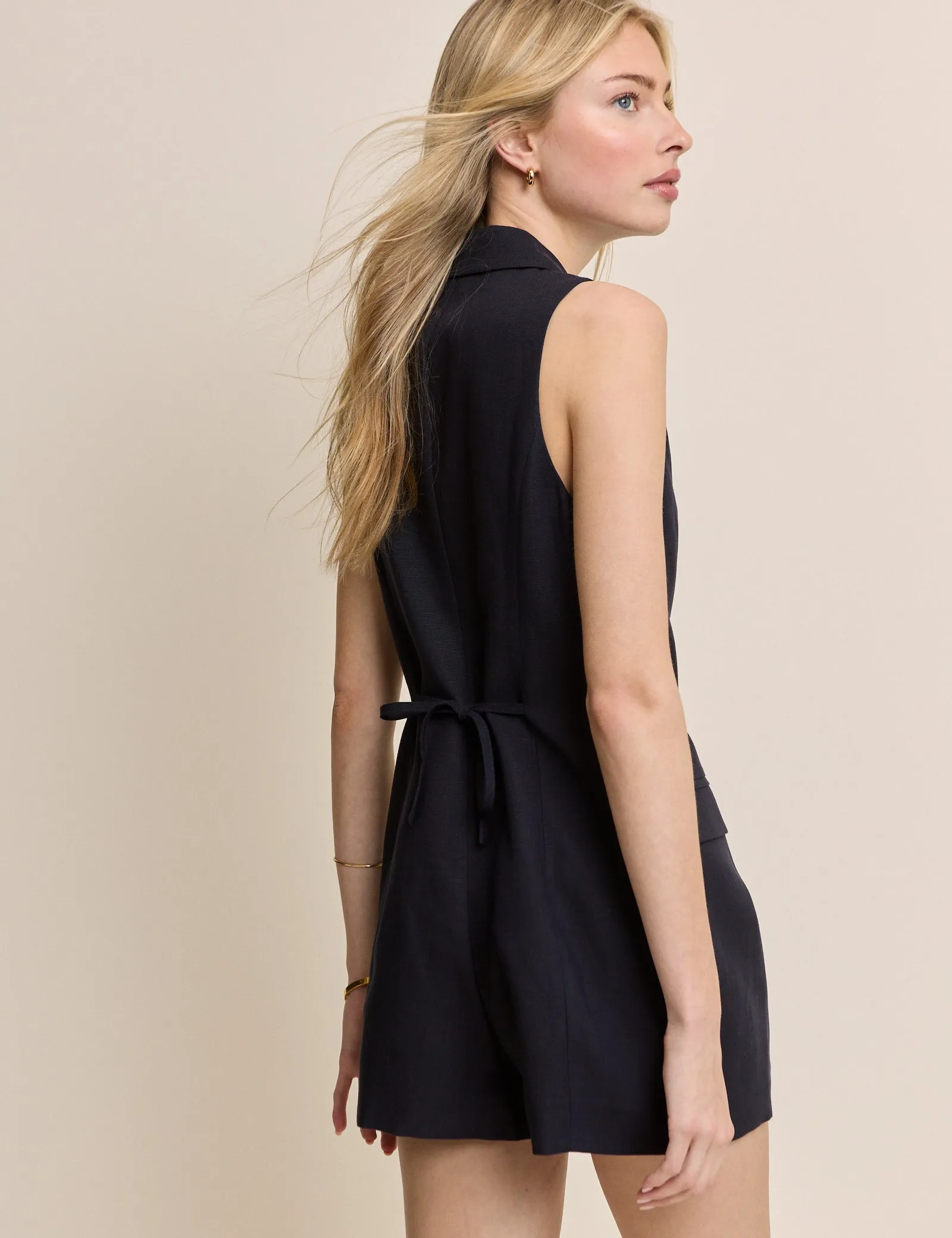 Navy V-Neck Tailored Playsuit sold by Nobody's Child product image thumbnail 4