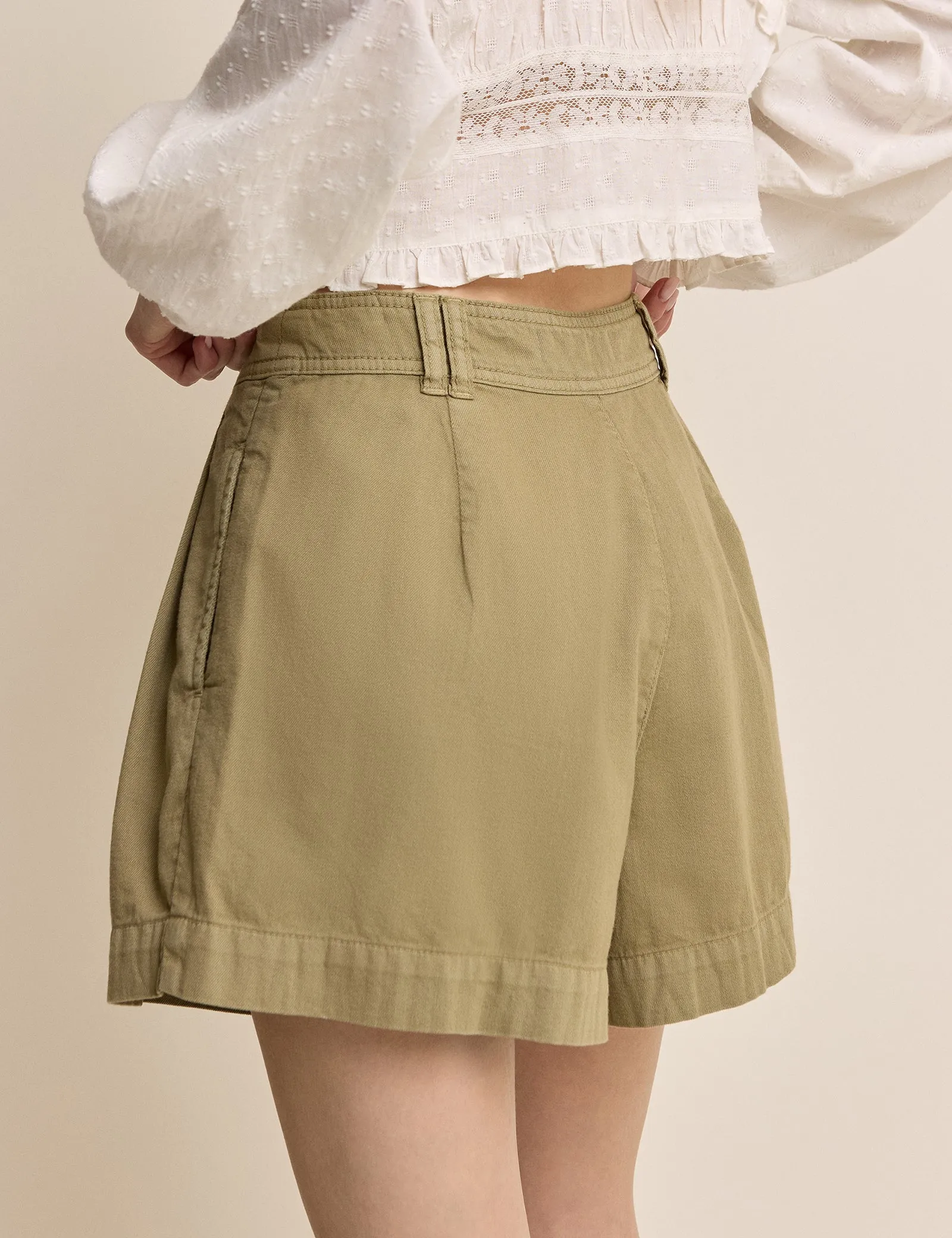 Khaki High Waisted Albie Twill Short sold by Nobody's Child product image thumbnail 5