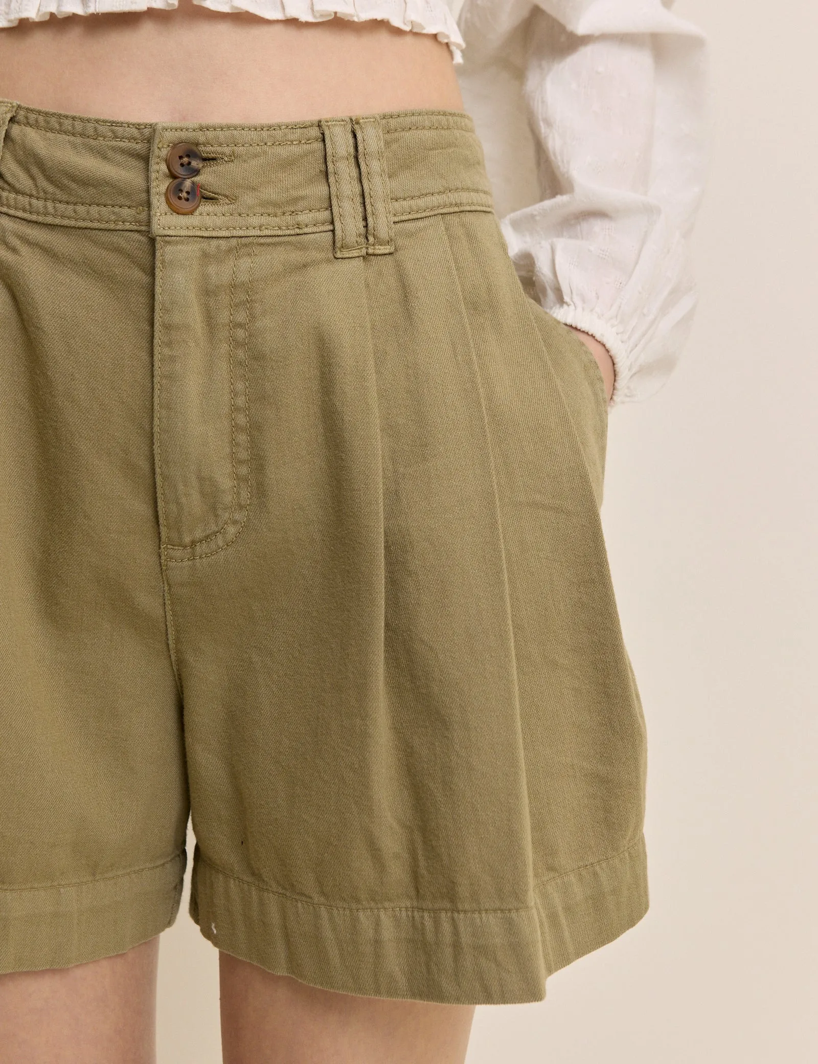 Khaki High Waisted Albie Twill Short sold by Nobody's Child product image thumbnail 3