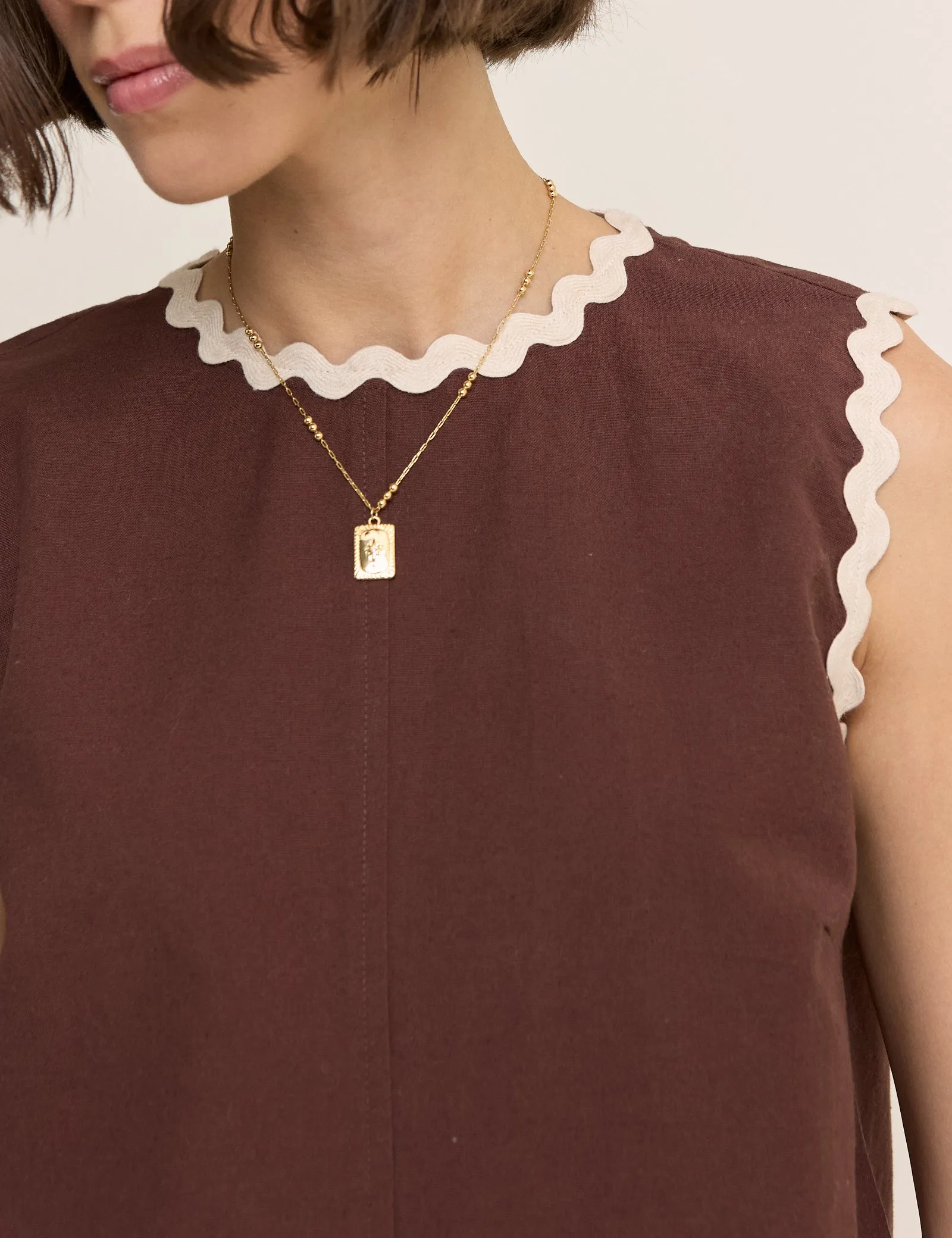 Brown Sleeveless Ric Rac Trim Top sold by Nobody's Child product image thumbnail 2