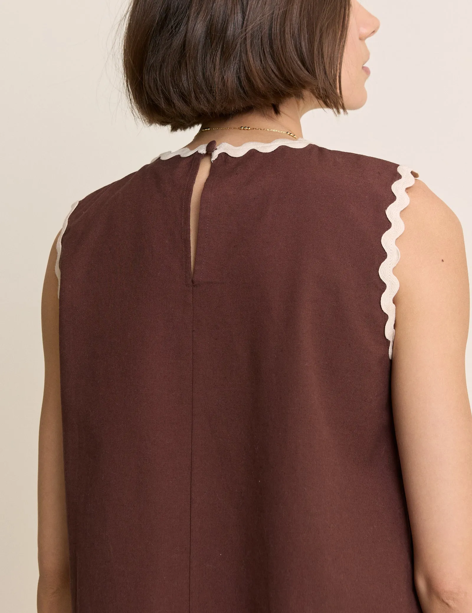 Brown Sleeveless Ric Rac Trim Top sold by Nobody's Child product image thumbnail 4