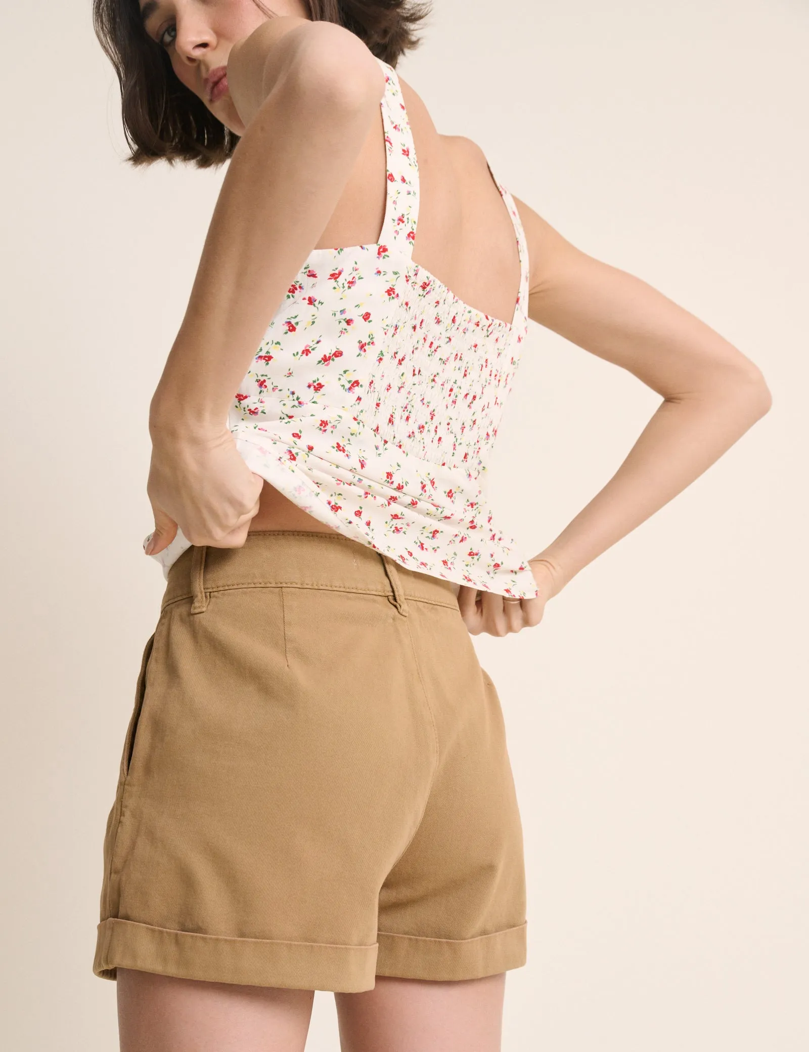 Tan Pleat Front Rosie Short sold by Nobody's Child product image thumbnail 5