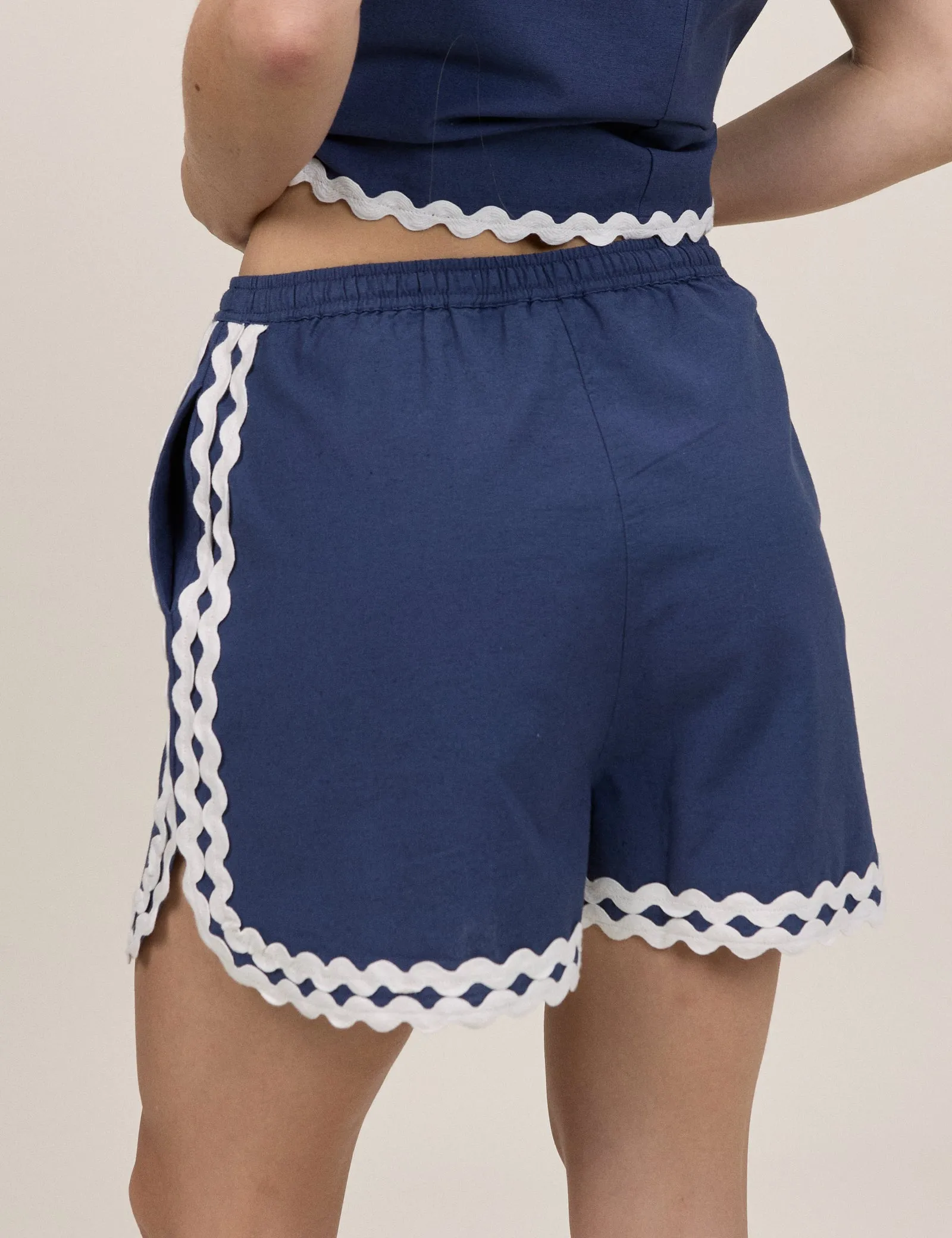 Dark Blue Ric Rac Trim Racer Shorts sold by Nobody's Child product image thumbnail 5