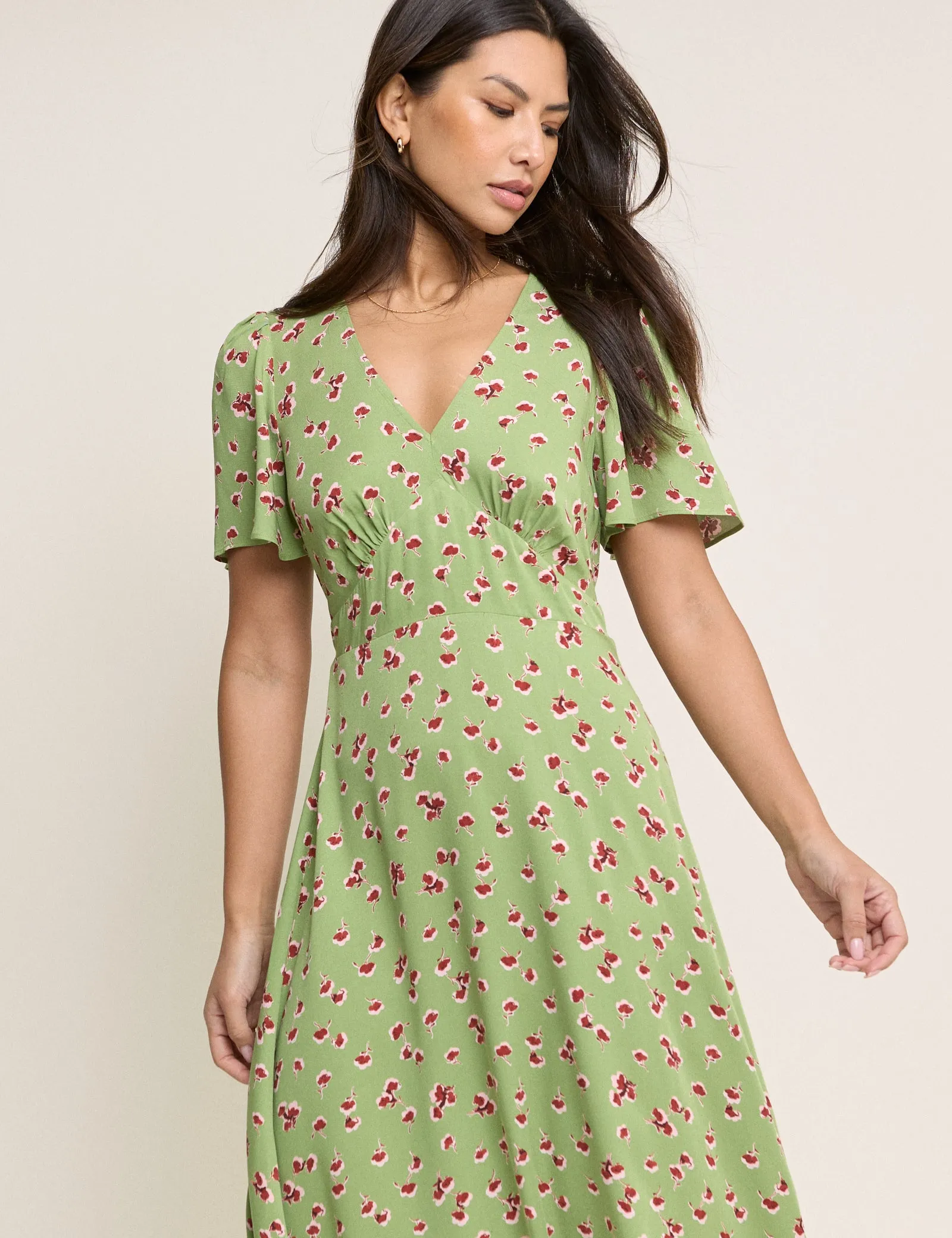 Green Floral Atlas Midi Dress sold by Nobody's Child product image thumbnail 2
