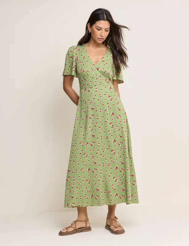 Green Floral Atlas Midi Dress made by Nobody's Child