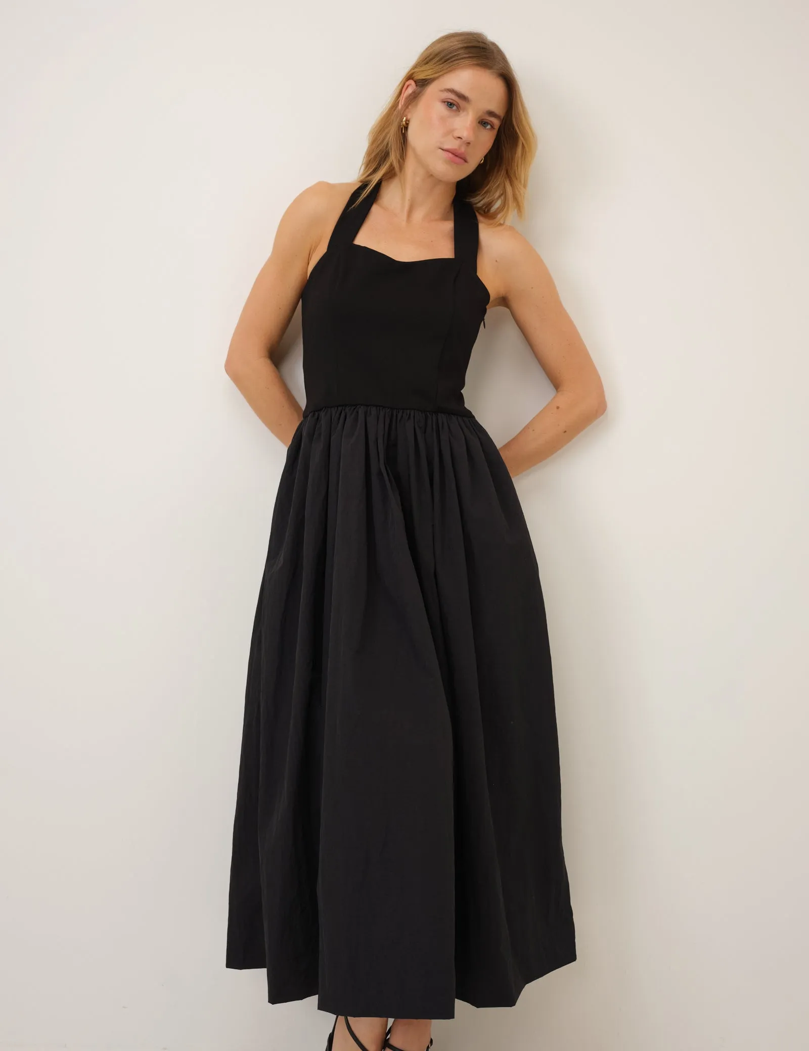 Black Halter Neck Alba Midi Dress sold by Nobody's Child product image thumbnail 3