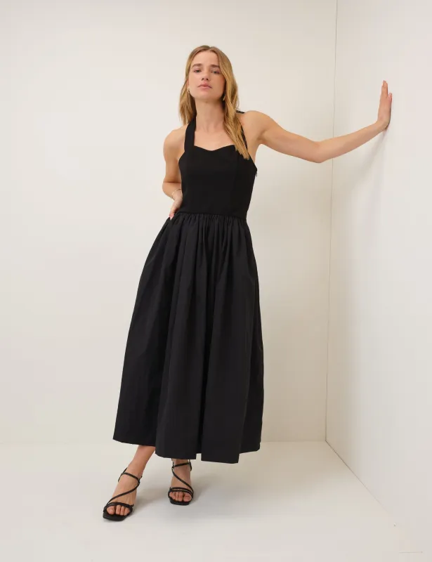 Black Halter Neck Alba Midi Dress made by Nobody's Child
