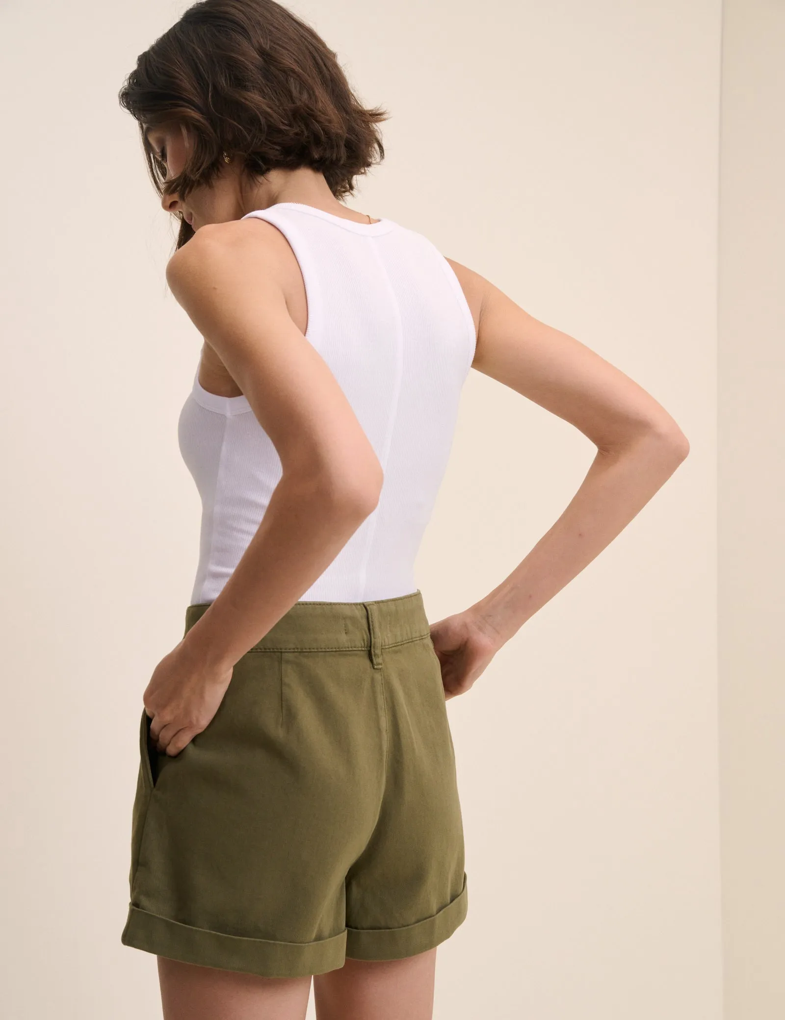 Khaki Pleat Front Rosie Short sold by Nobody's Child product image thumbnail 4