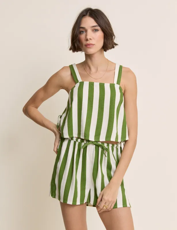 Green Striped Linen-Blend Shannon Short made by Nobody's Child
