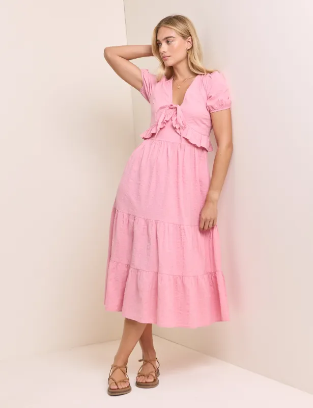 Light Pink Tiered Katie Midi Dress made by Nobody's Child