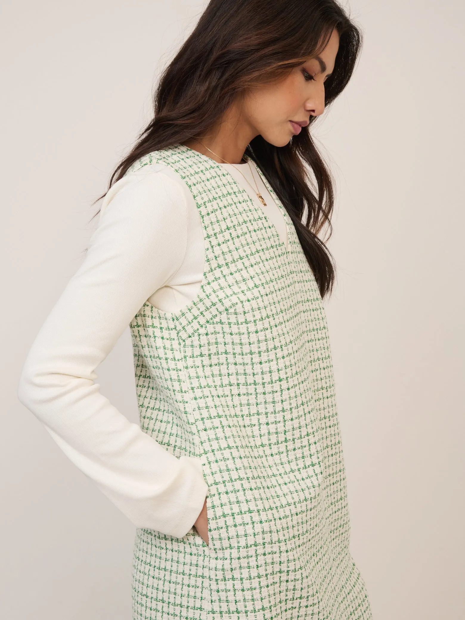 Green Boucle Shift Mini Dress sold by Nobody's Child product image thumbnail 4