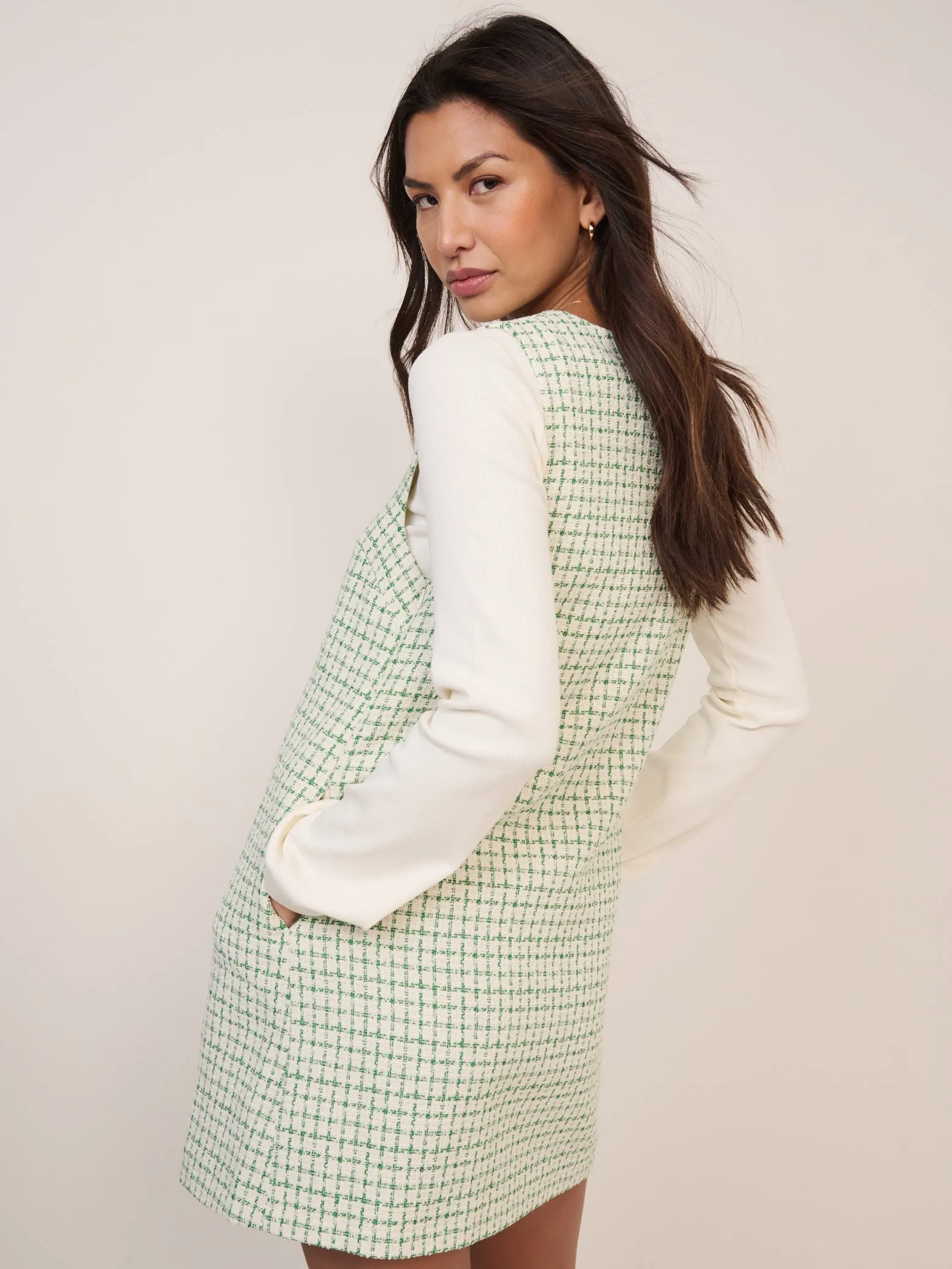 Green Boucle Shift Mini Dress sold by Nobody's Child product image thumbnail 3
