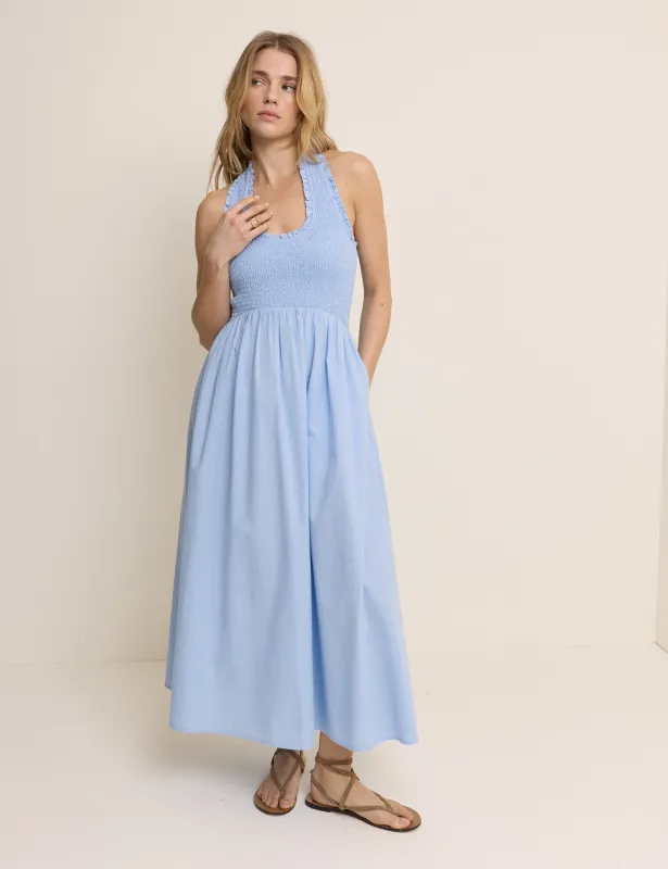 Blue Halterneck Caterina Midi Dress made by Nobody's Child