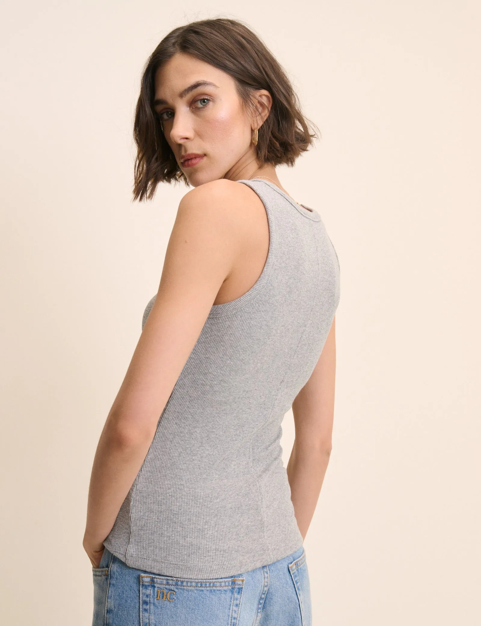 Grey Ribbed Scoop Neck Vest Top sold by Nobody's Child product image thumbnail 5