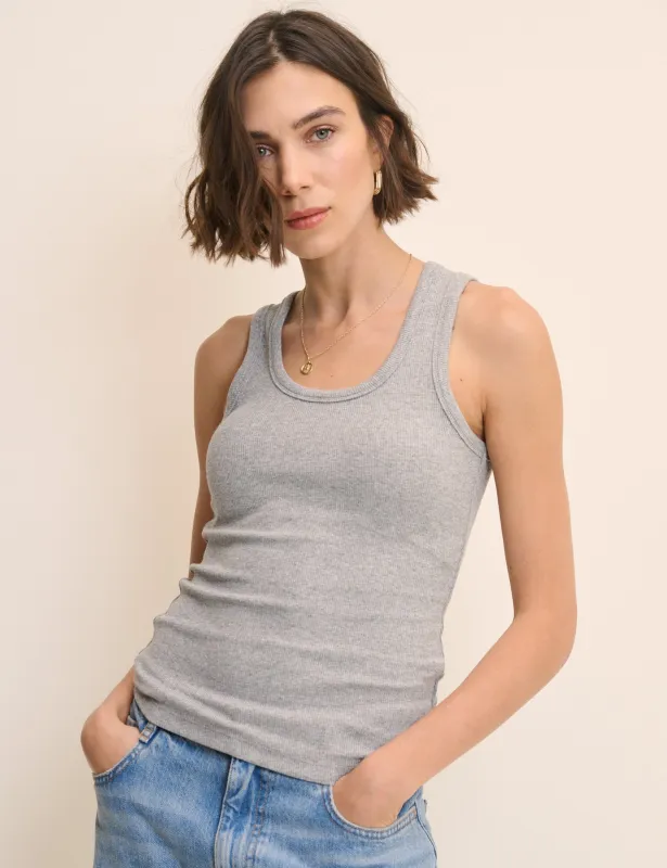 Grey Ribbed Scoop Neck Vest Top made by Nobody's Child