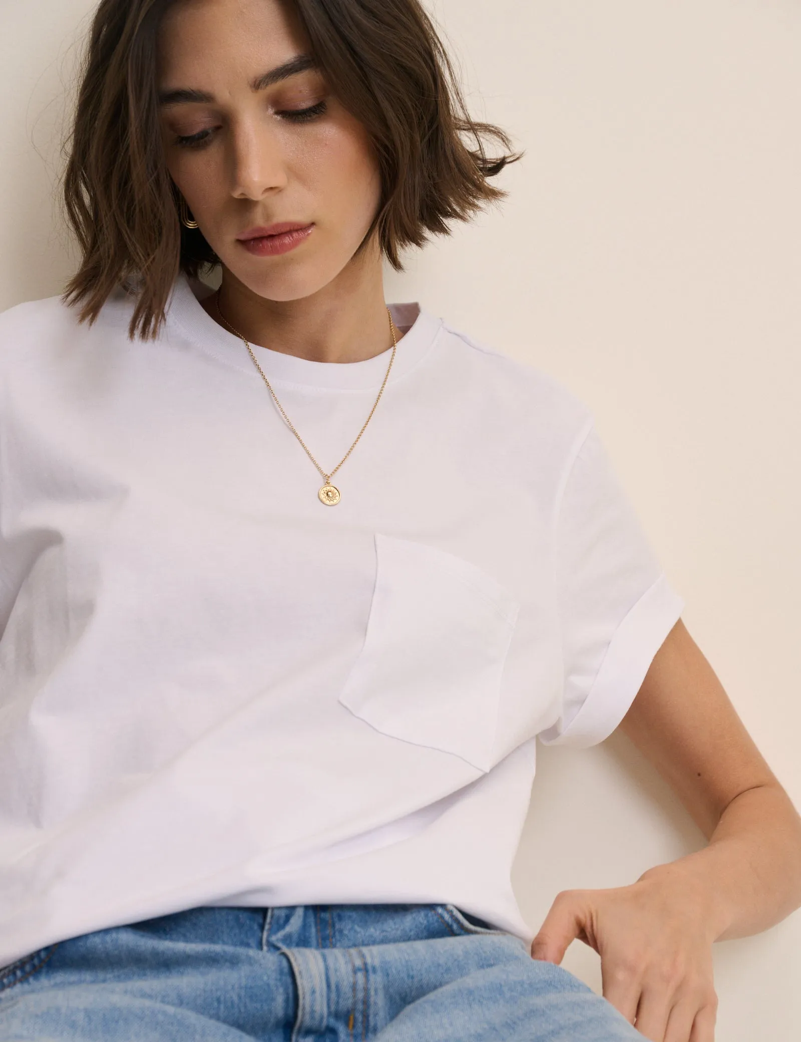 White Pocket Front T-Shirt sold by Nobody's Child