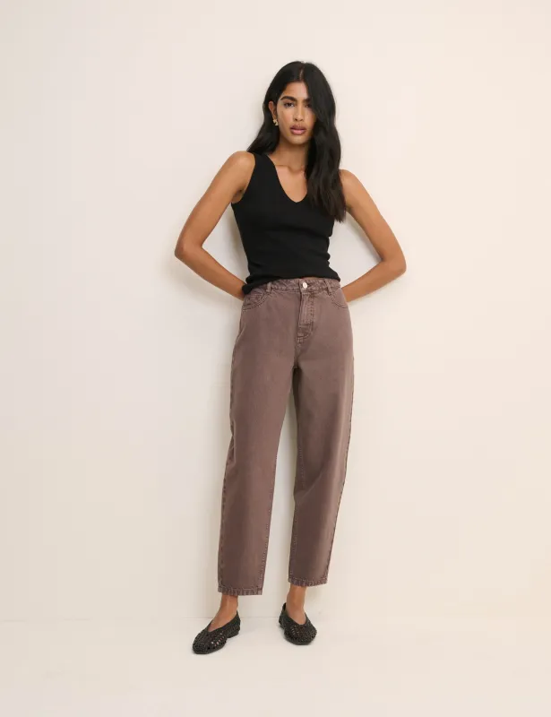 Brown Putney Barrel Leg Jeans made by Nobody's Child