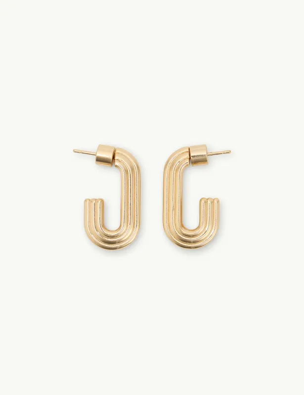 Gold Plated Elongated Hoop Earrings made by Nobody's Child