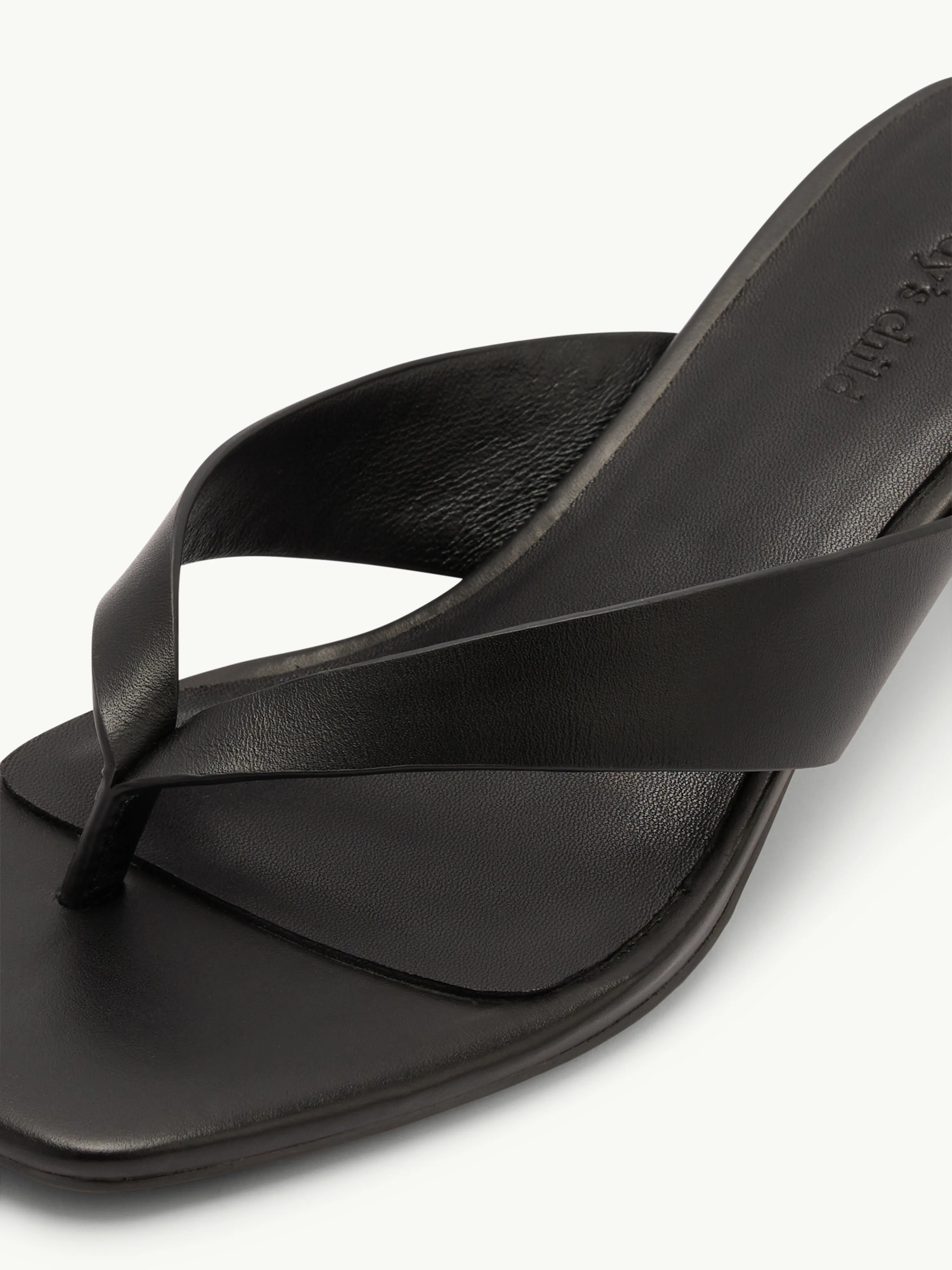 Black Leather Flip Flop Heels sold by Nobody's Child product image thumbnail 3