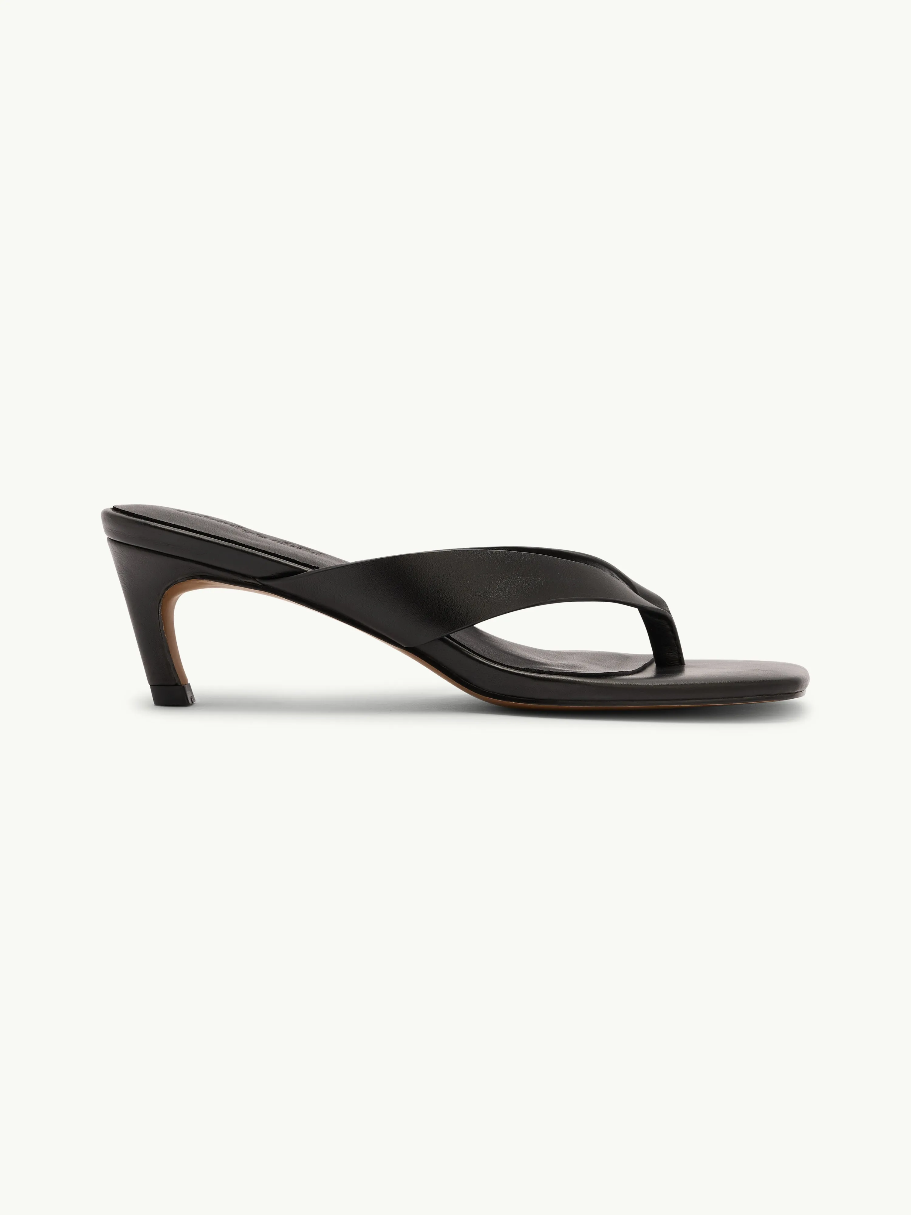 Black Leather Flip Flop Heels sold by Nobody's Child product image thumbnail 4