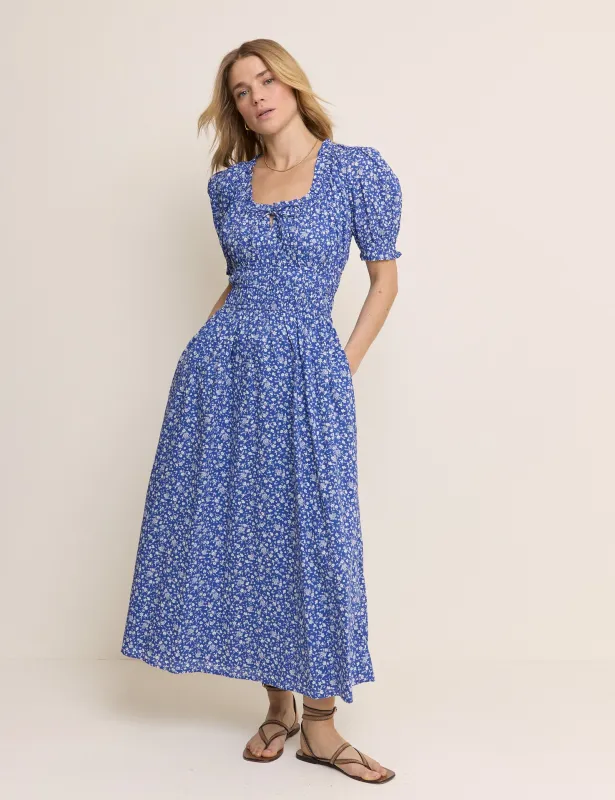 Blue Floral Tula Midi Dress made by Nobody's Child