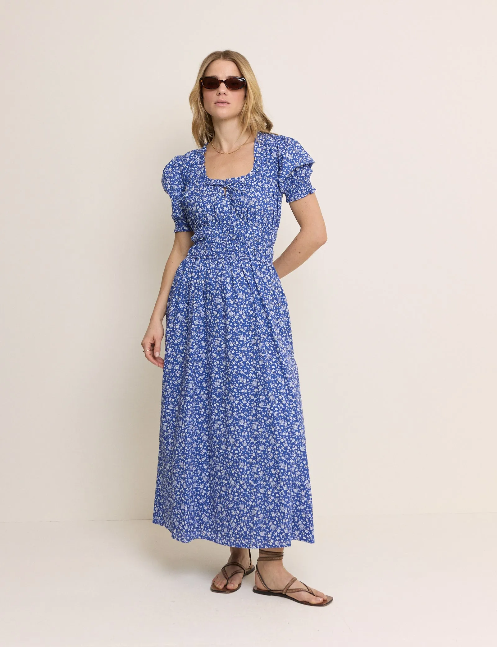 Blue Floral Tula Midi Dress sold by Nobody's Child product image thumbnail 3