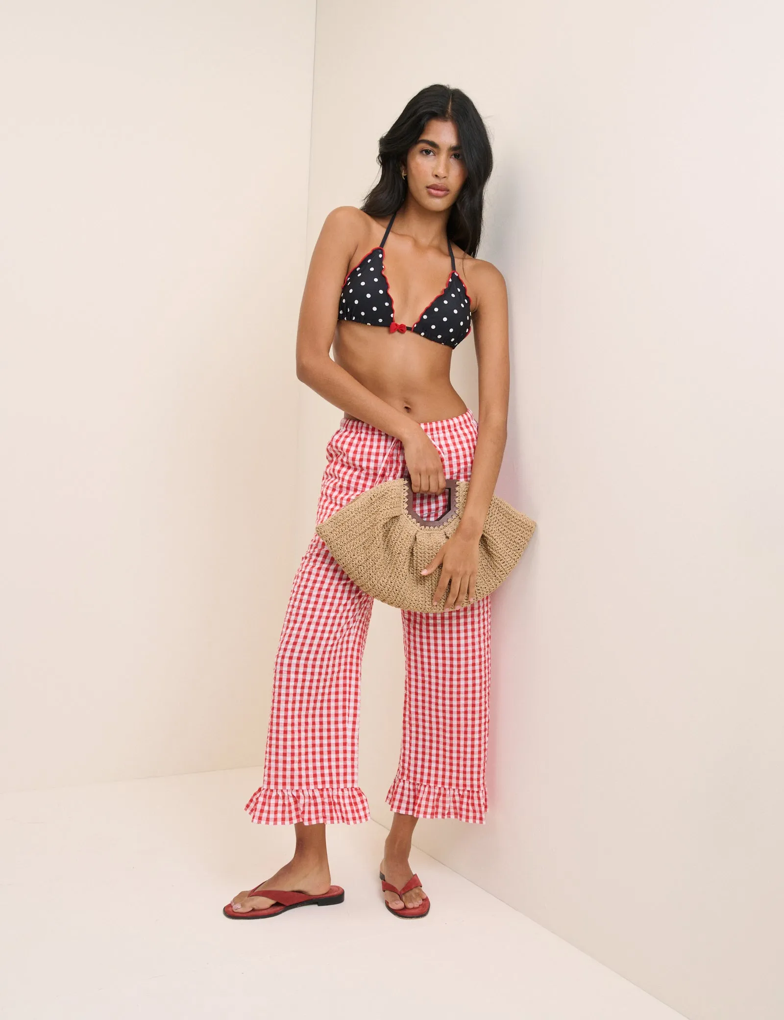 Red Gingham Frill Edge Beach Trousers sold by Nobody's Child product image thumbnail 4