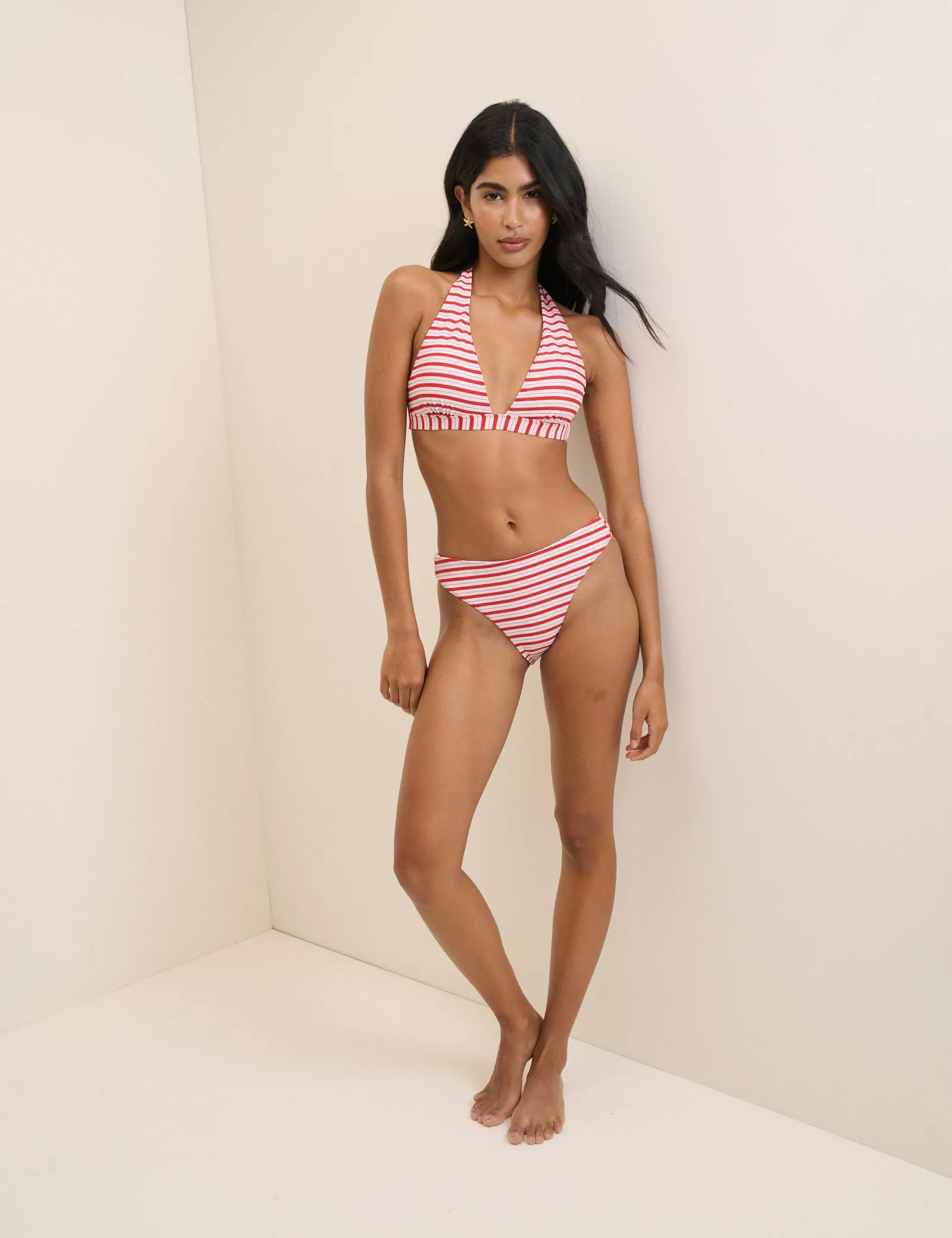 Red Striped Halterneck Bikini Top sold by Nobody's Child product image thumbnail 2