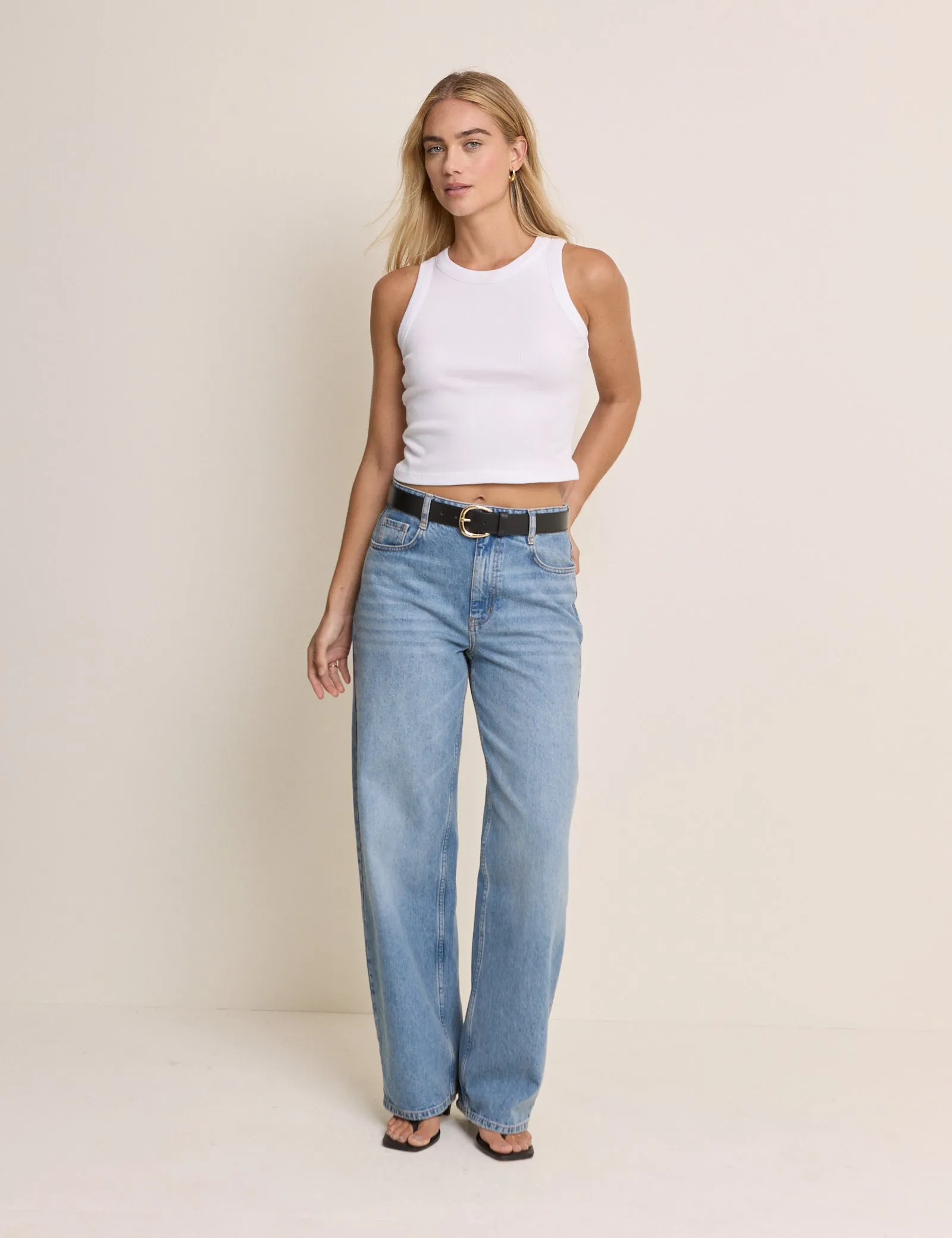 White Racer Cropped Racer Vest sold by Nobody's Child product image thumbnail 3