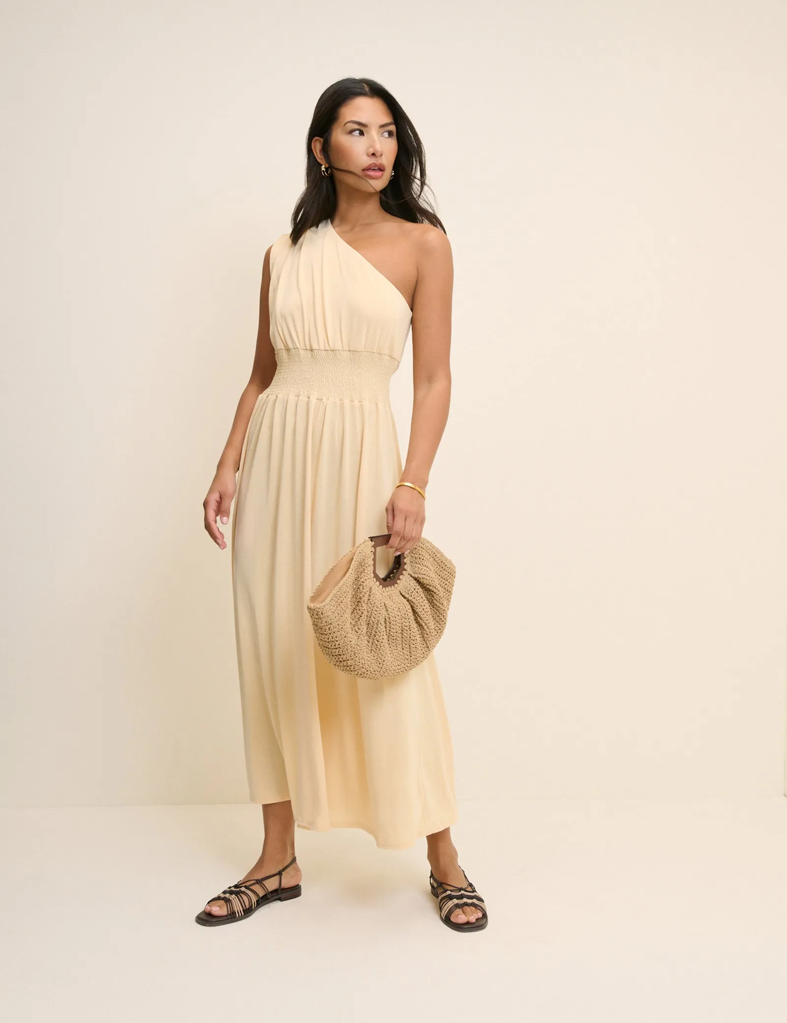 Butter Yellow One Shoulder Lorena Jersey Midi Dress sold by Nobody's Child product image thumbnail 3
