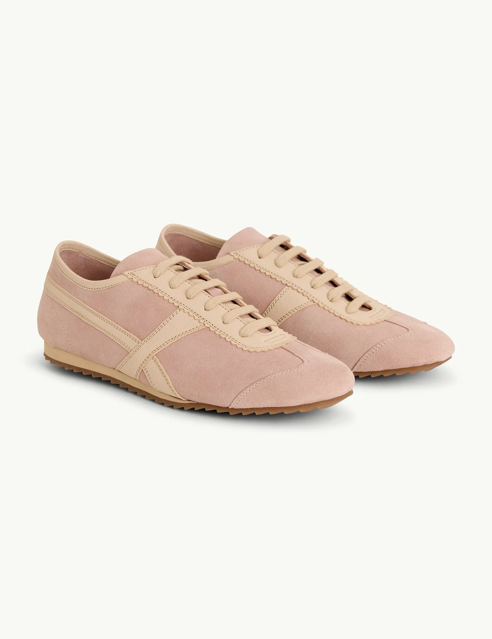 Light Pink Suede Trainers sold by Nobody's Child