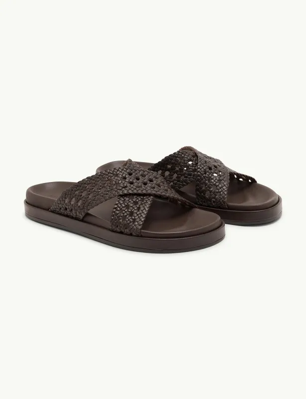 Brown Woven Leather Sandals made by Nobody's Child