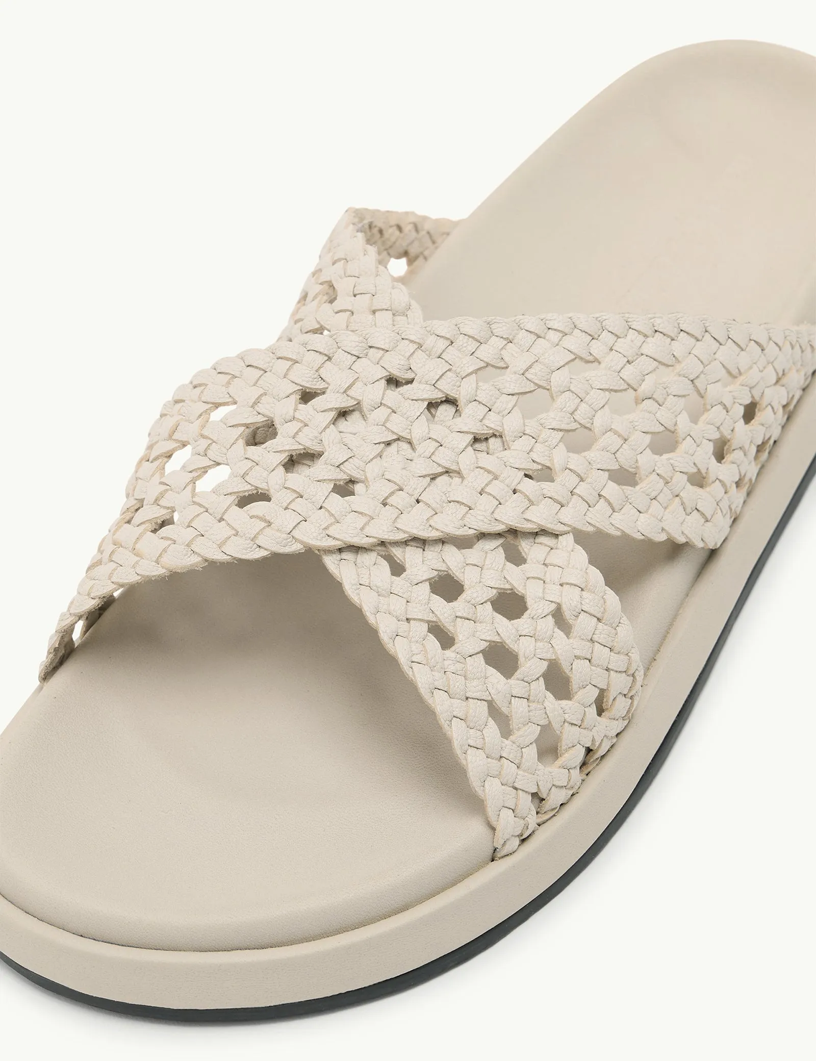 Ivory Woven Leather Sliders sold by Nobody's Child product image thumbnail 2