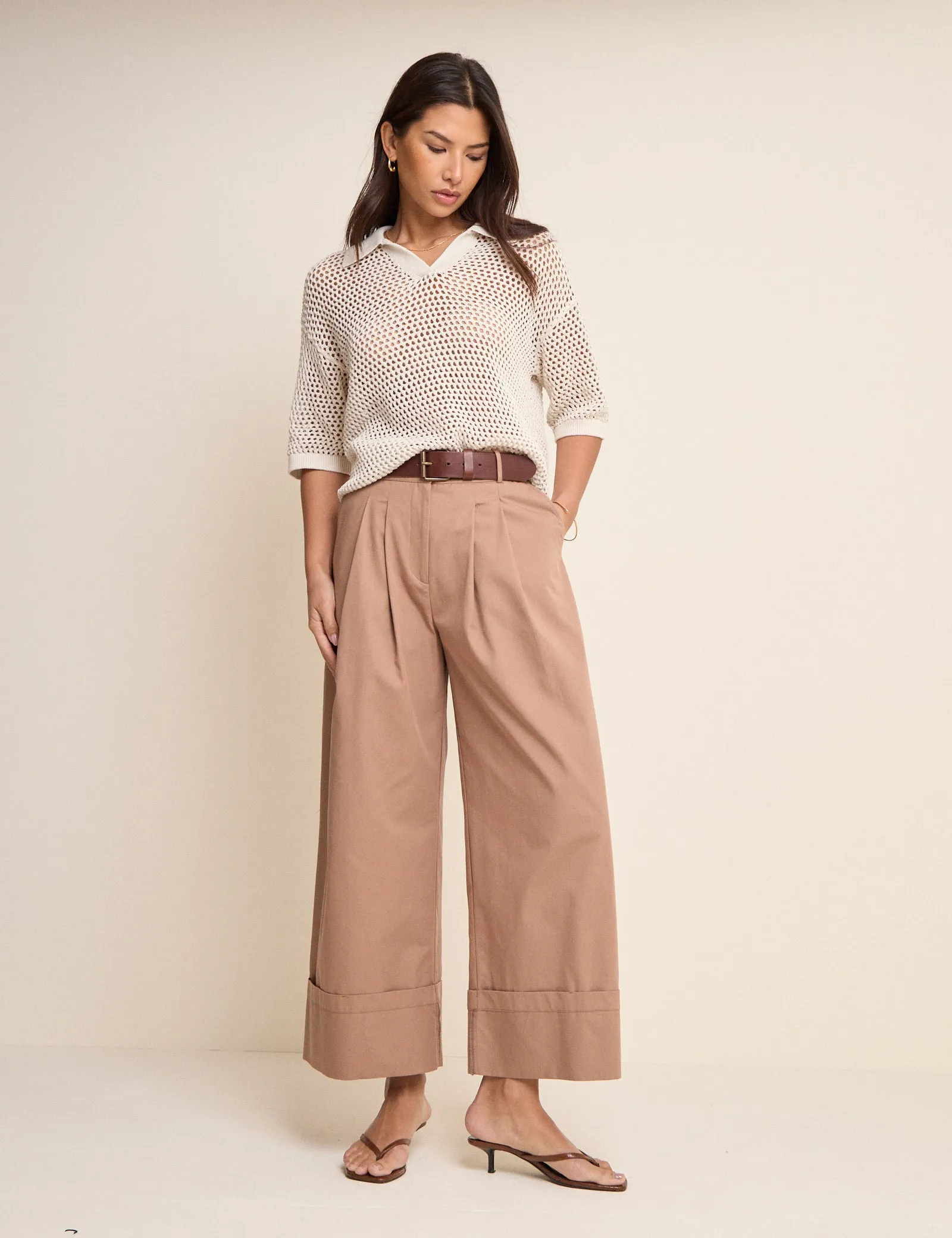 White Open Collar Polo Knitted Top sold by Nobody's Child product image thumbnail 3