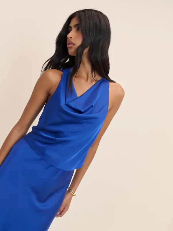 Electric Blue Cowl Neck Top made by Nobody's Child