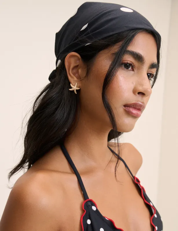 Black Polka Dot Square Scarf made by Nobody's Child