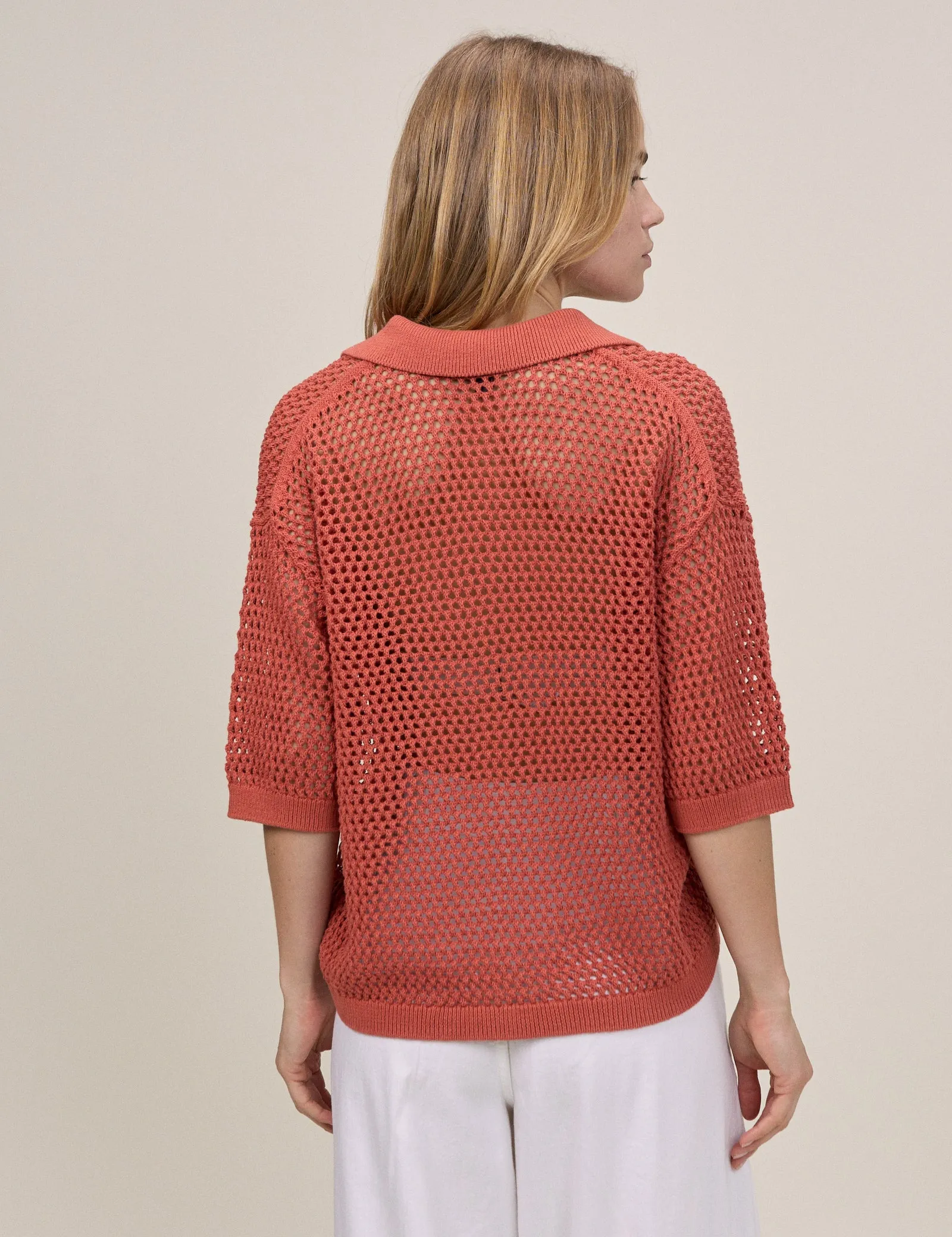 Orange Open Collar Polo Knitted Top sold by Nobody's Child product image thumbnail 5