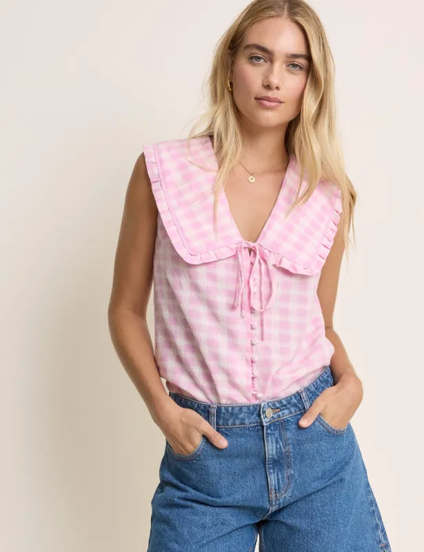 Pink Gingham Peter Pan Collar Blouse made by Nobody's Child