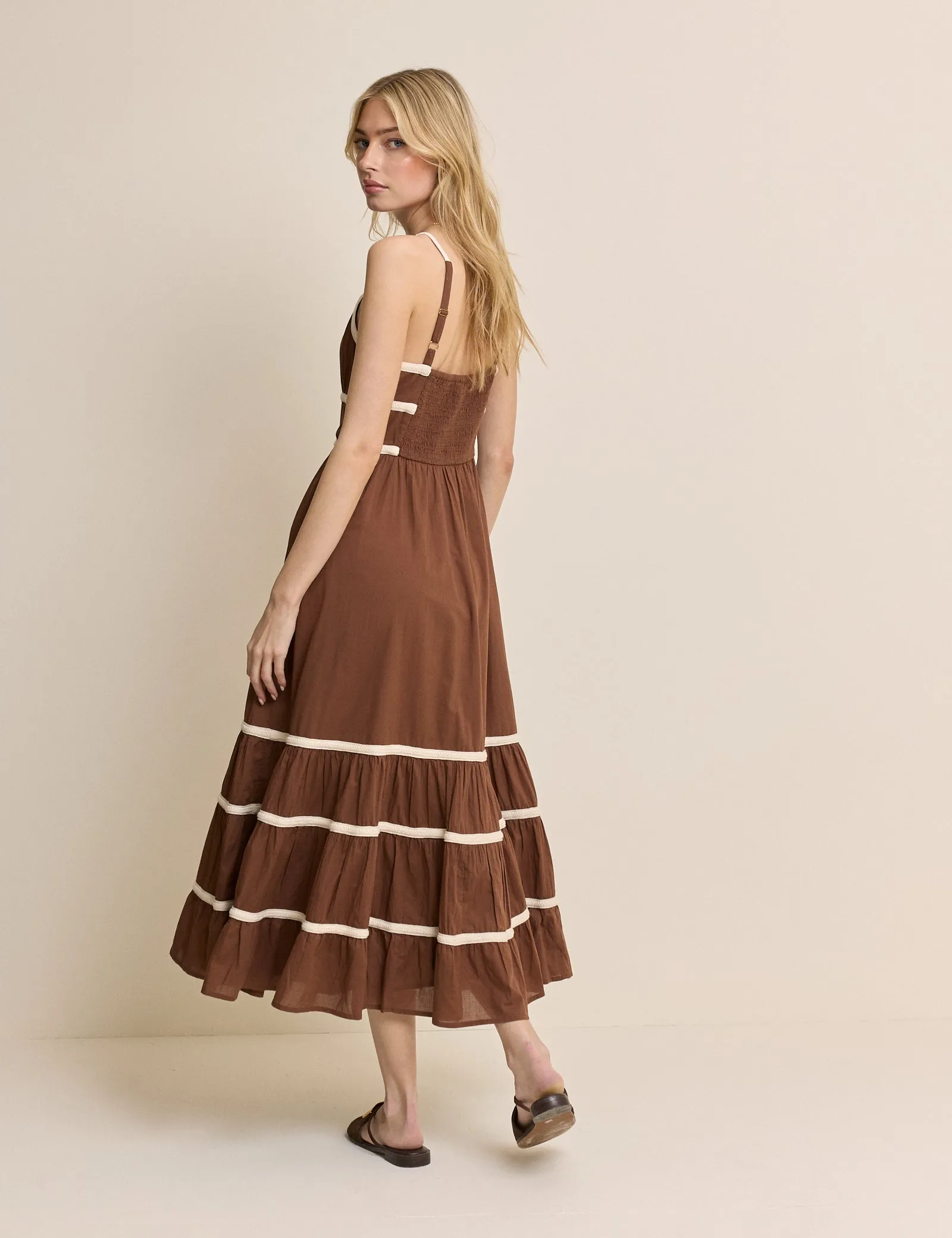 Brown Tiered Veronica Midi Dress sold by Nobody's Child product image thumbnail 4