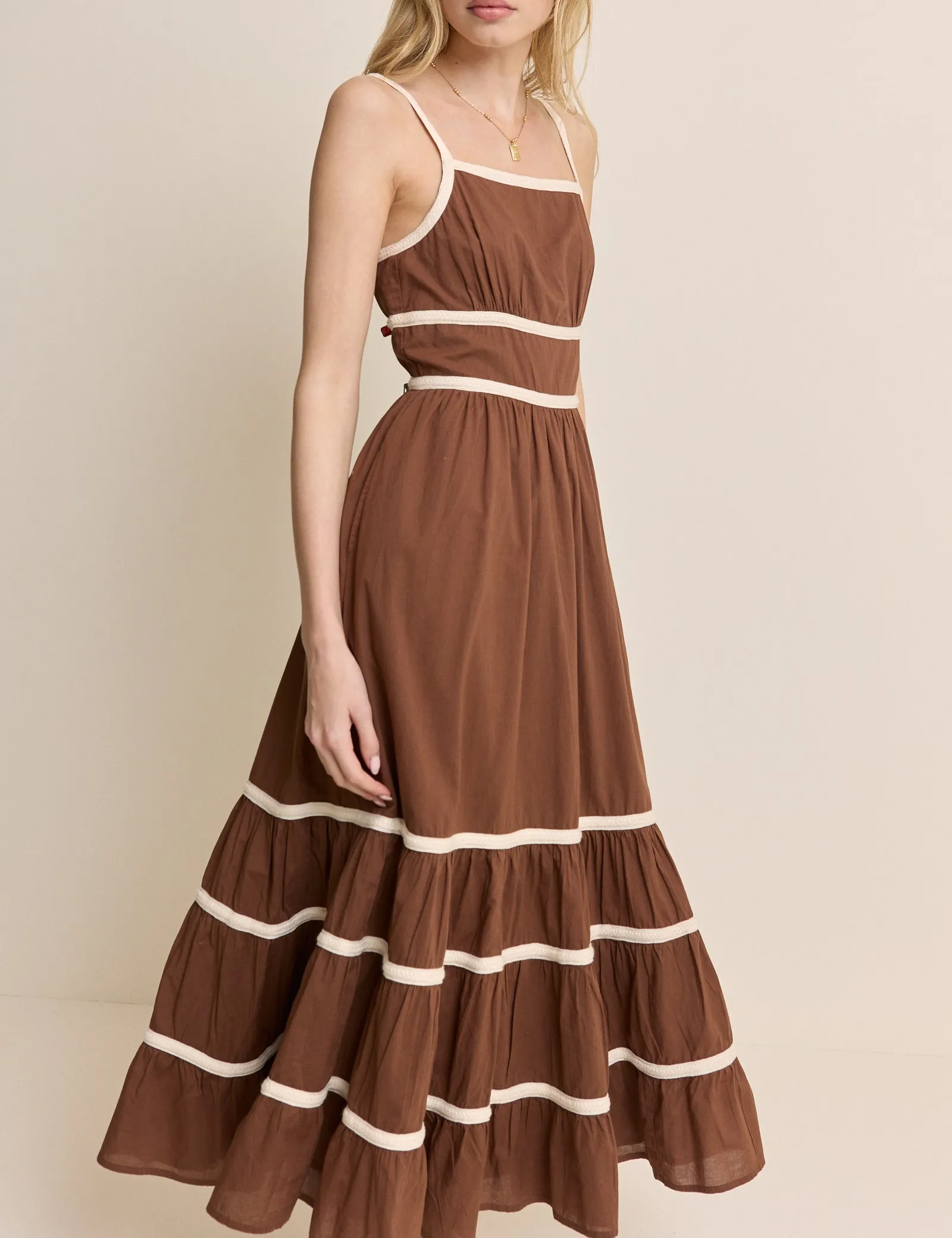 Brown Tiered Veronica Midi Dress sold by Nobody's Child product image thumbnail 5