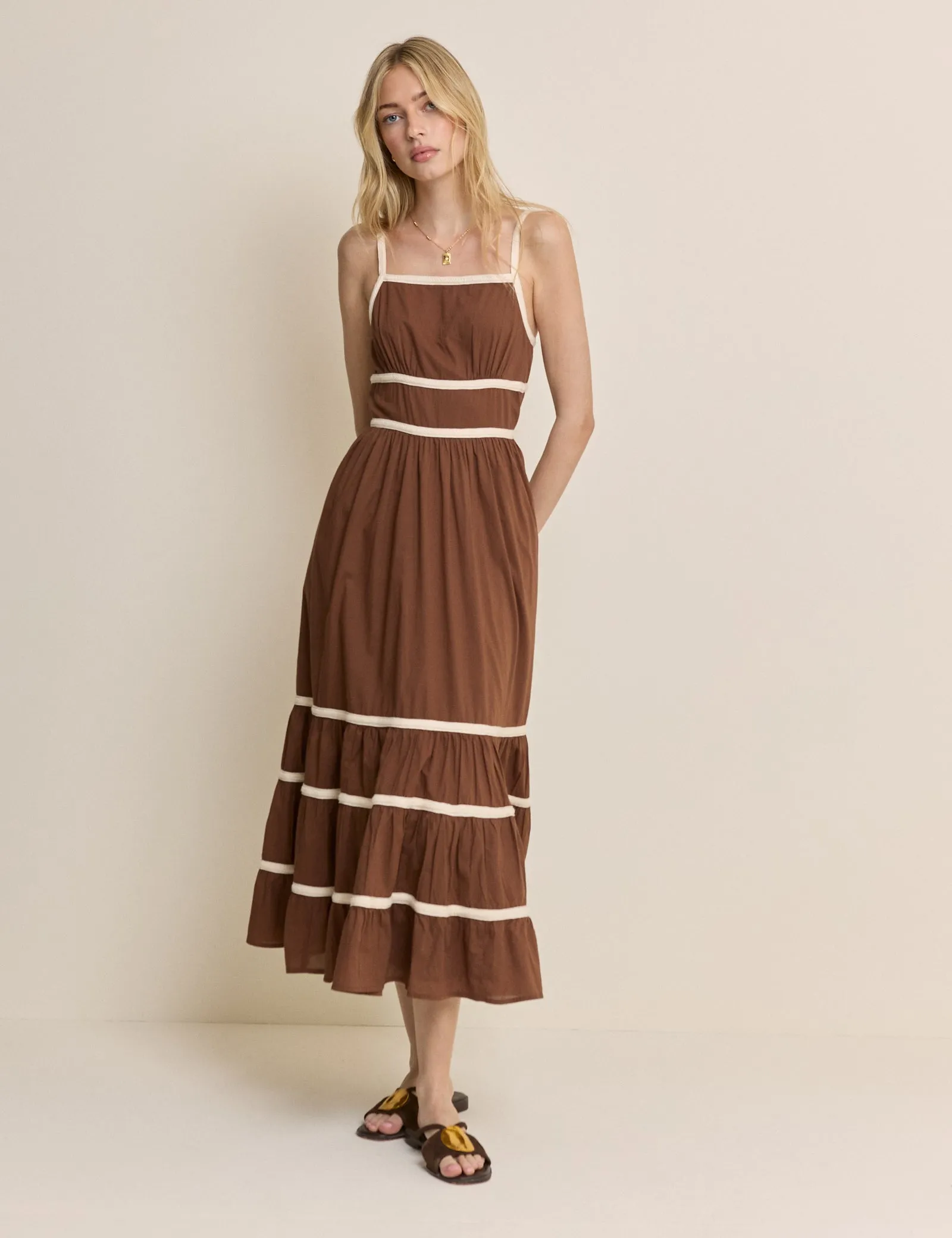 Brown Tiered Veronica Midi Dress sold by Nobody's Child product image thumbnail 2
