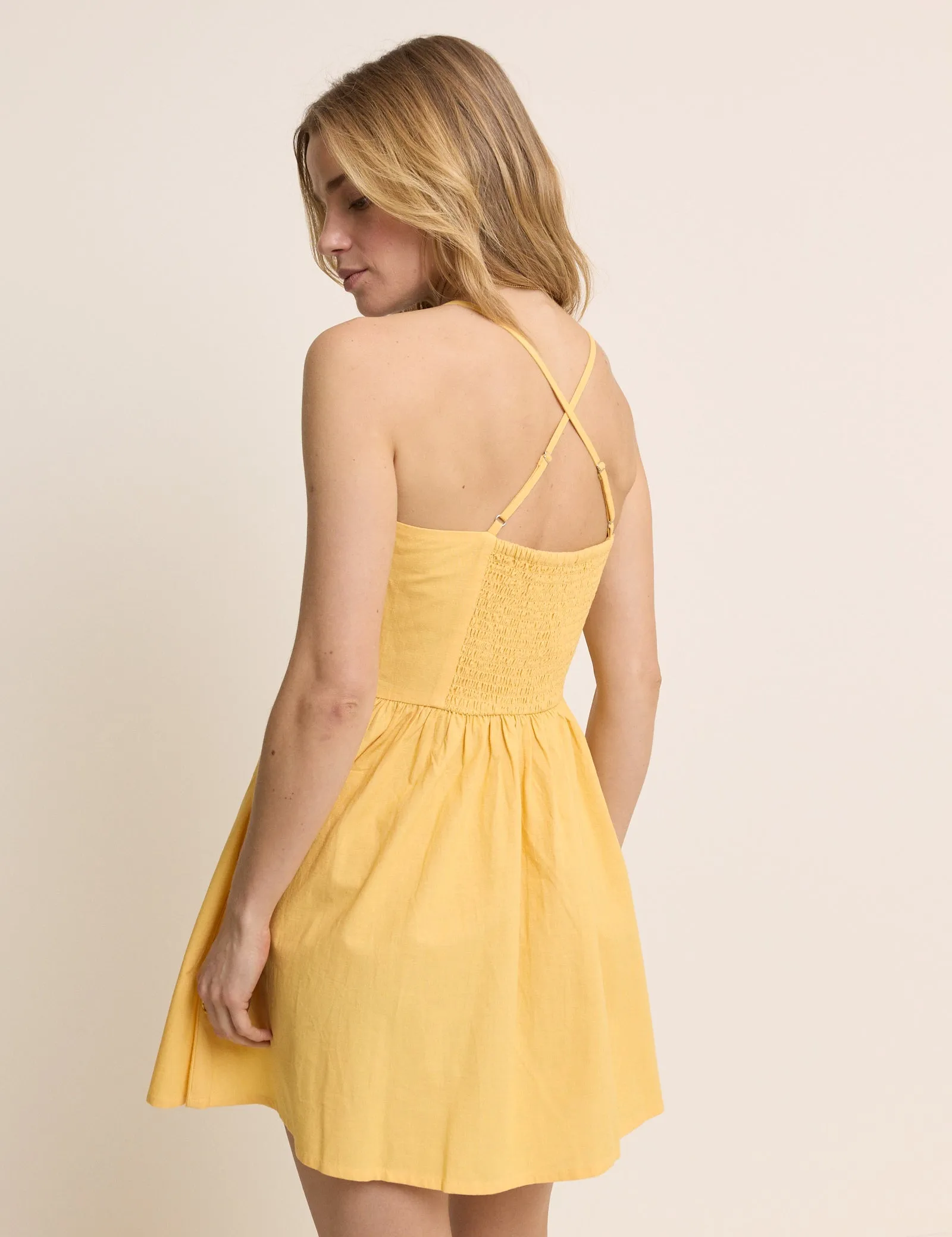 Yellow Scallop Trim Jenna Mini Dress sold by Nobody's Child product image thumbnail 4