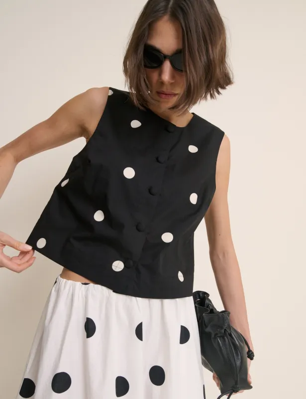 Black Polka Dot Button Front Top made by Nobody's Child