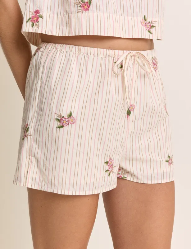 Light Pink Striped Drawstring Shorts made by Nobody's Child