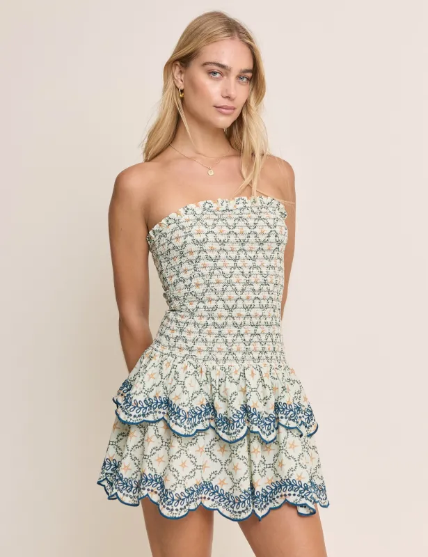 Blue Ocean Printed Bandeau Kai Mini Dress made by Nobody's Child